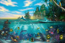 paradise found a dolphin painting by artist david miller