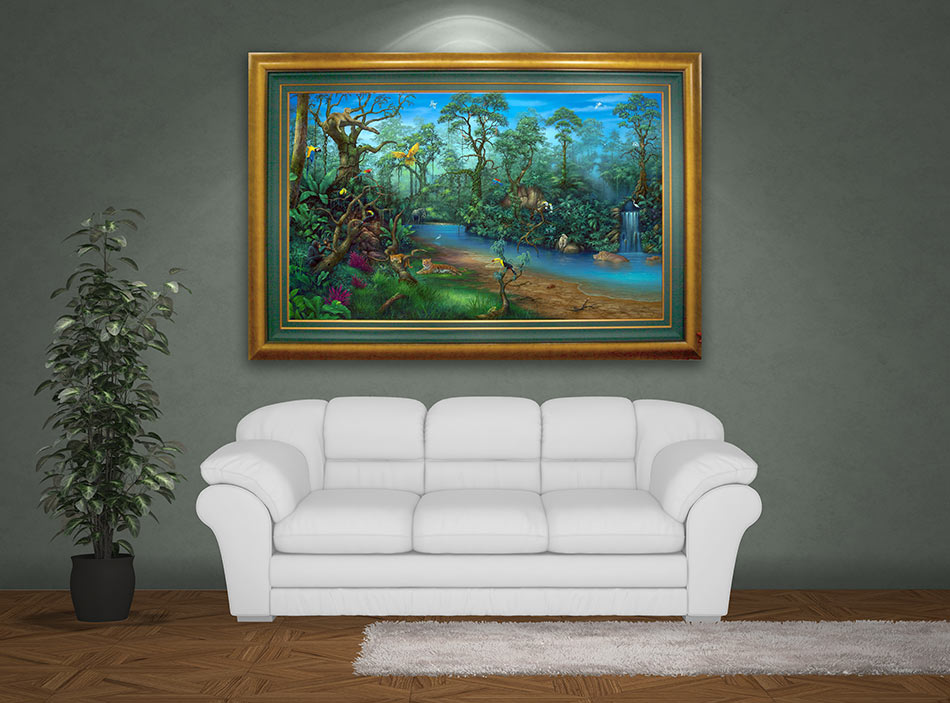 Rainforest Waterfall Painting